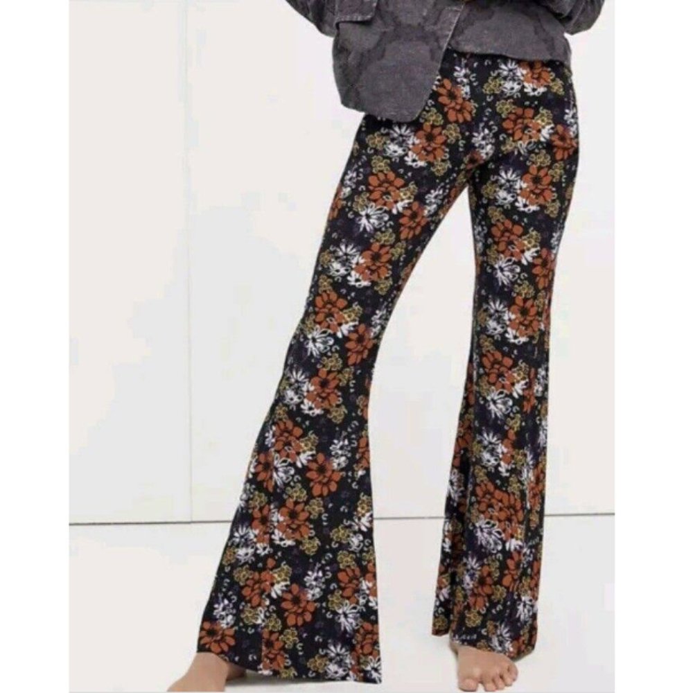 Free People Floral Flare High Waisted Pants